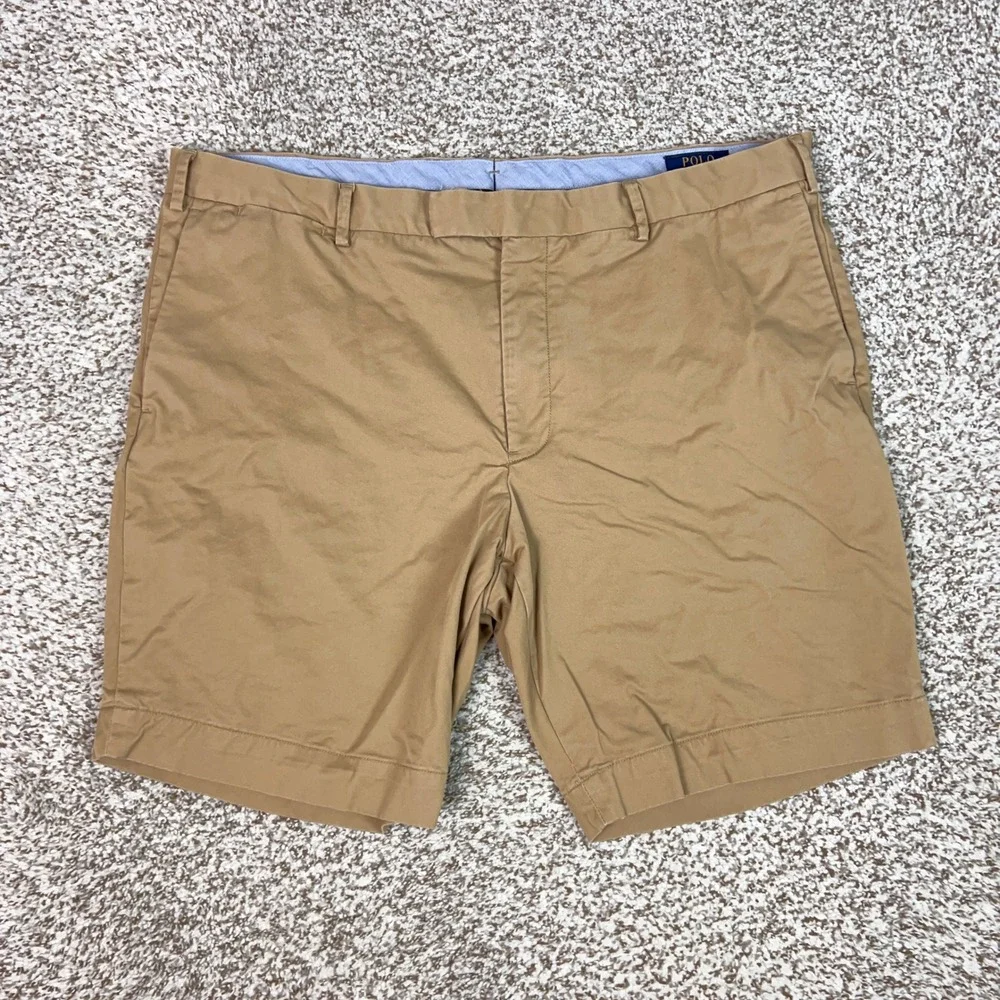 Polo Ralph Lauren Shorts Mens 38 Tan Slim Fit Stretch Chino Flat Front Preppy